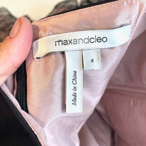 Max & Cleo Strapless Mini Cocktail Dress Womens 4 Black Lace Satin Waist Bow - Picture 4 of 8